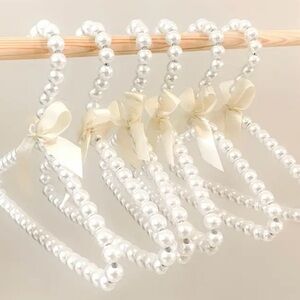 Set of 5 Elegant Pearl Beaded Baby Hangers with Bows
